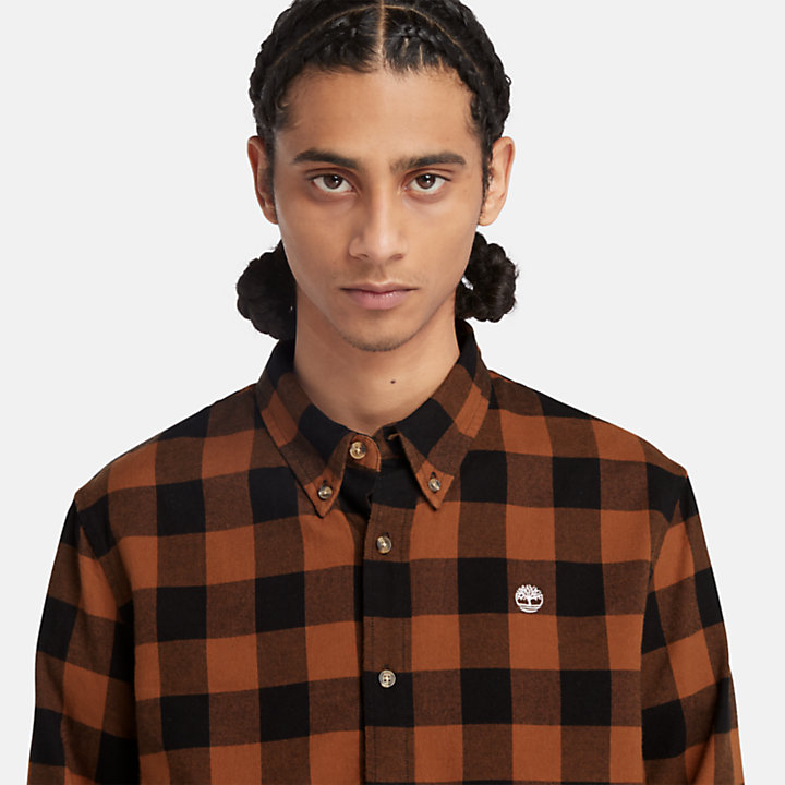 Camisa a cuadros de manga larga Mascoma River para hombre en marrón-