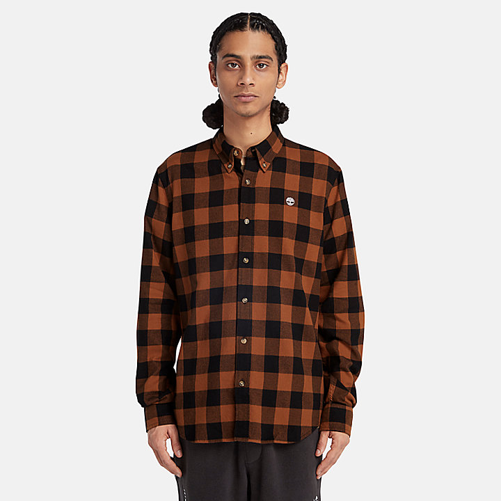 Mascoma River Long-Sleeve Check Shirt for Men in Brown