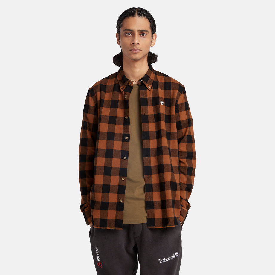 Timberland Mascoma River Long-sleeve Check Shirt For Men In Brown Brown