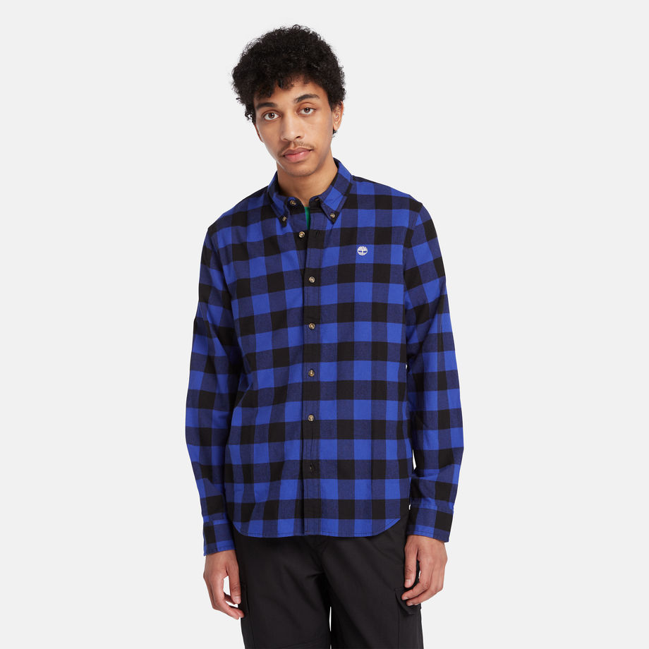 Timberland Mascoma River Long-sleeve Check Shirt For Men In Blue Blue
