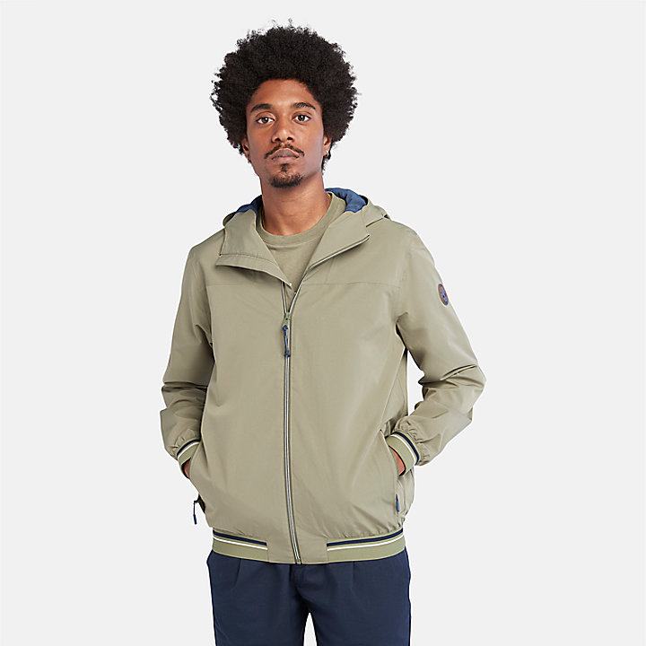 Coastal Cool Hooded Bomber Jacket for Men in Green