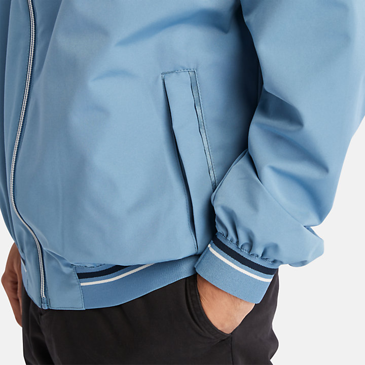 Coastal Cool Hooded Bomber Jacket for Men in Blue-