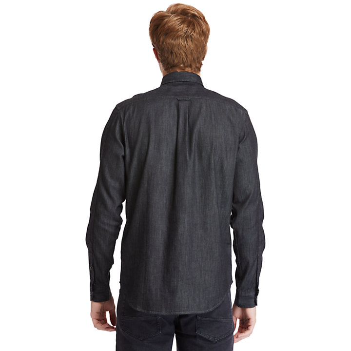 Camicia da Uomo in Denim Elasticizzato Mumford River in colore nero-