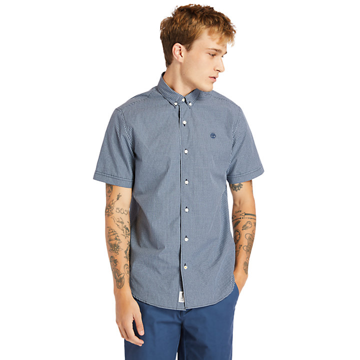 Suncook River Micro-gingham Overhemd voor heren in blauw-