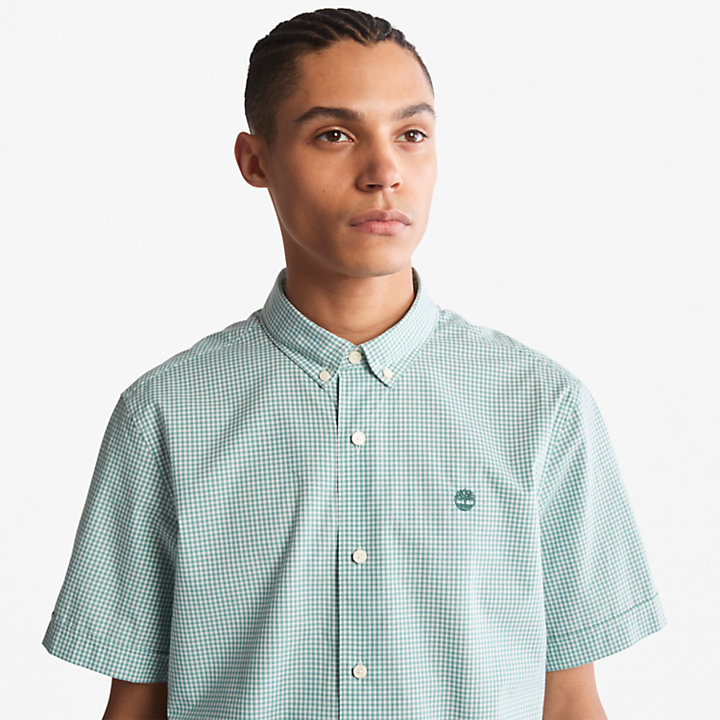 Suncook River Short-Sleeve Poplin Shirt for Men in Green-