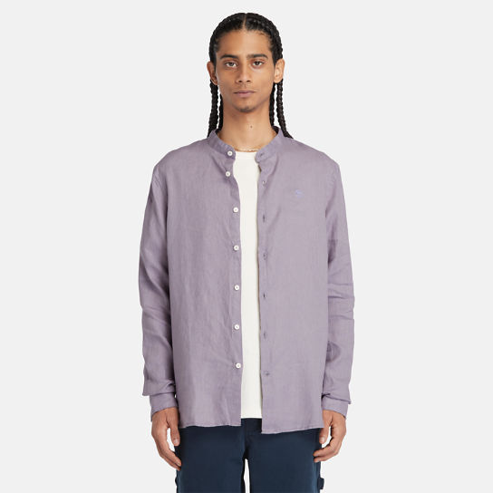 Mill Brook Korean-collar Linen Shirt for Men in Purple | Timberland