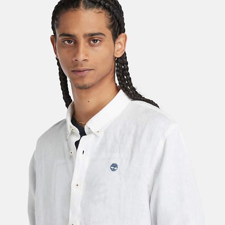 Mill River Slim-Fit Linen Shirt for Men in White-