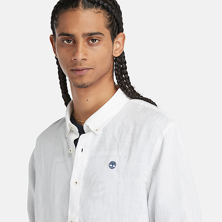 Mill River Slim-Fit Linen Shirt for Men in White