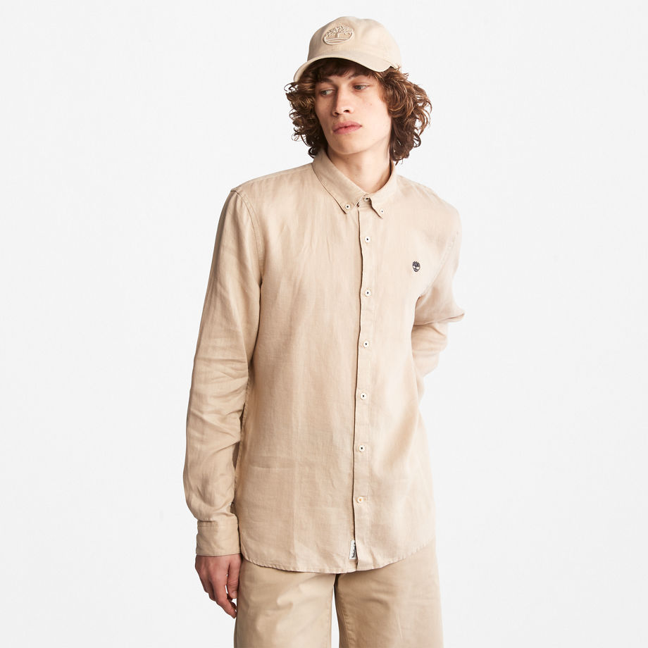Timberland Mill River Slim-fit Linen Shirt For Men In Beige Beige, Size M