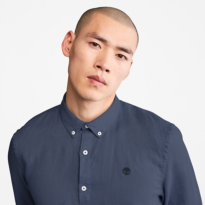 Mill Brook Linen Shirt for Men in Dark Blue-