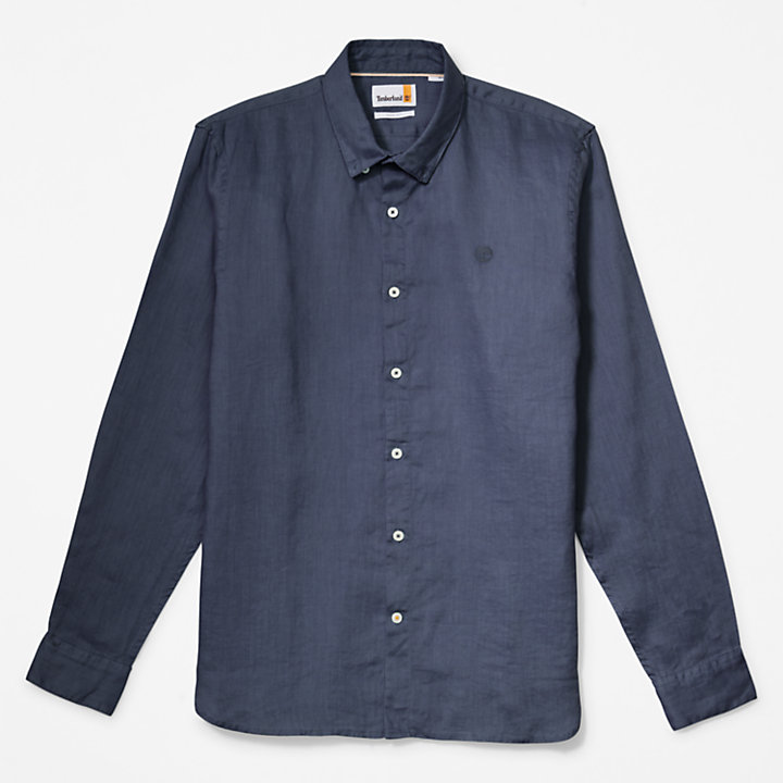 Mill Brook Linen Shirt for Men in Dark Blue-