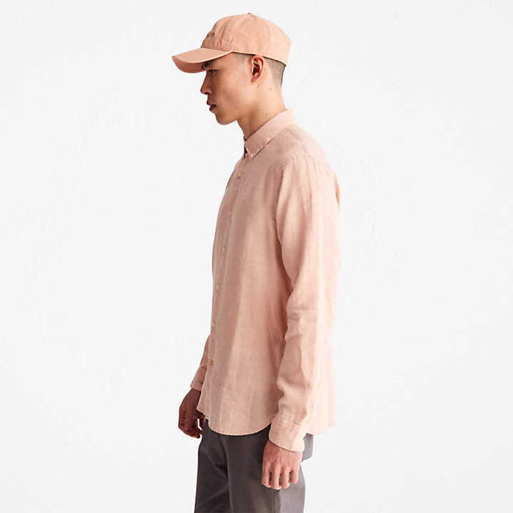 Camisa de Lino Entallada Mill River para Hombre en rosa claro-