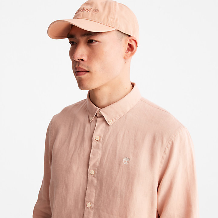 Mill River Slim-Fit Linen Shirt for Men in Light Pink-