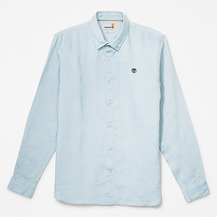 Camisa de lino Mill Brook para hombre en azul claro