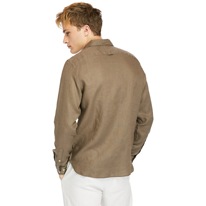 Camisa de Lino de Manga Larga Mill River para Hombre en marrón-