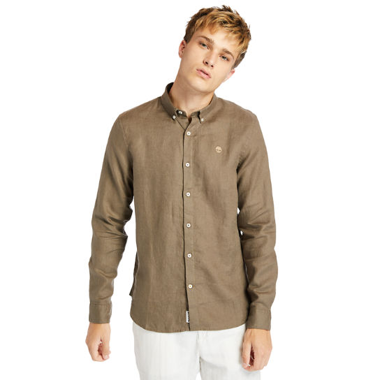 Camisa de Lino de Manga Larga Mill River para Hombre en marrón | Timberland