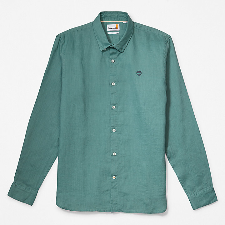 Camisa de lino Mill Brook para hombre en azul verdoso