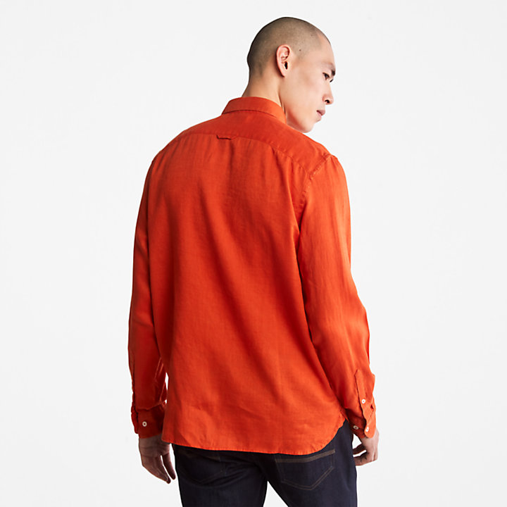 Camisa de Lino Entallada Mill River para Hombre en naranja-