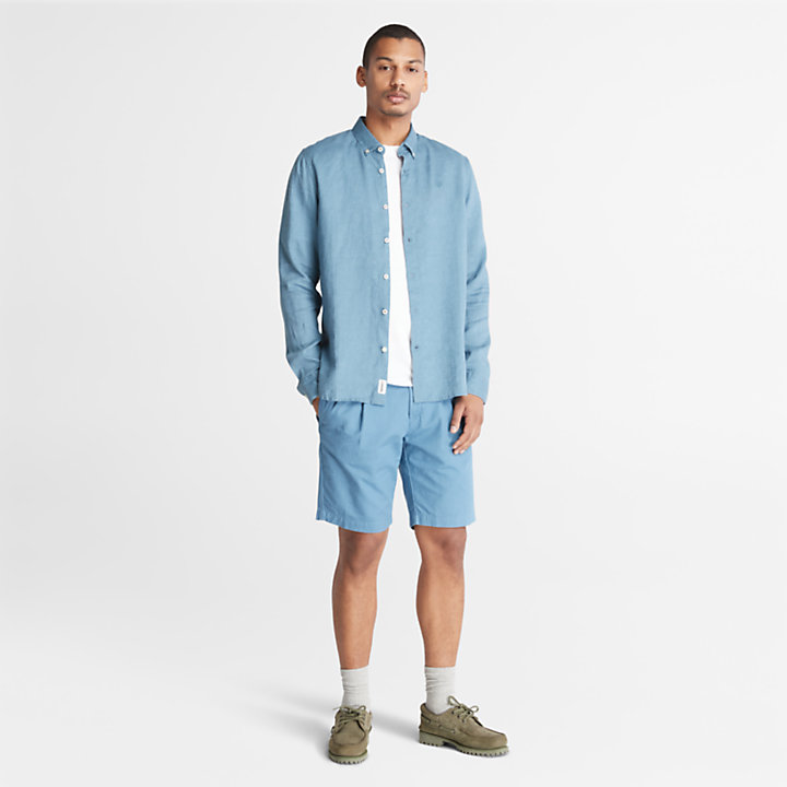 Mill River Slim-Fit Linen Shirt for Men in Blue | Timberland