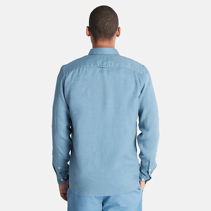 Camisa em Linho Justa Mill River para Homem em azul-