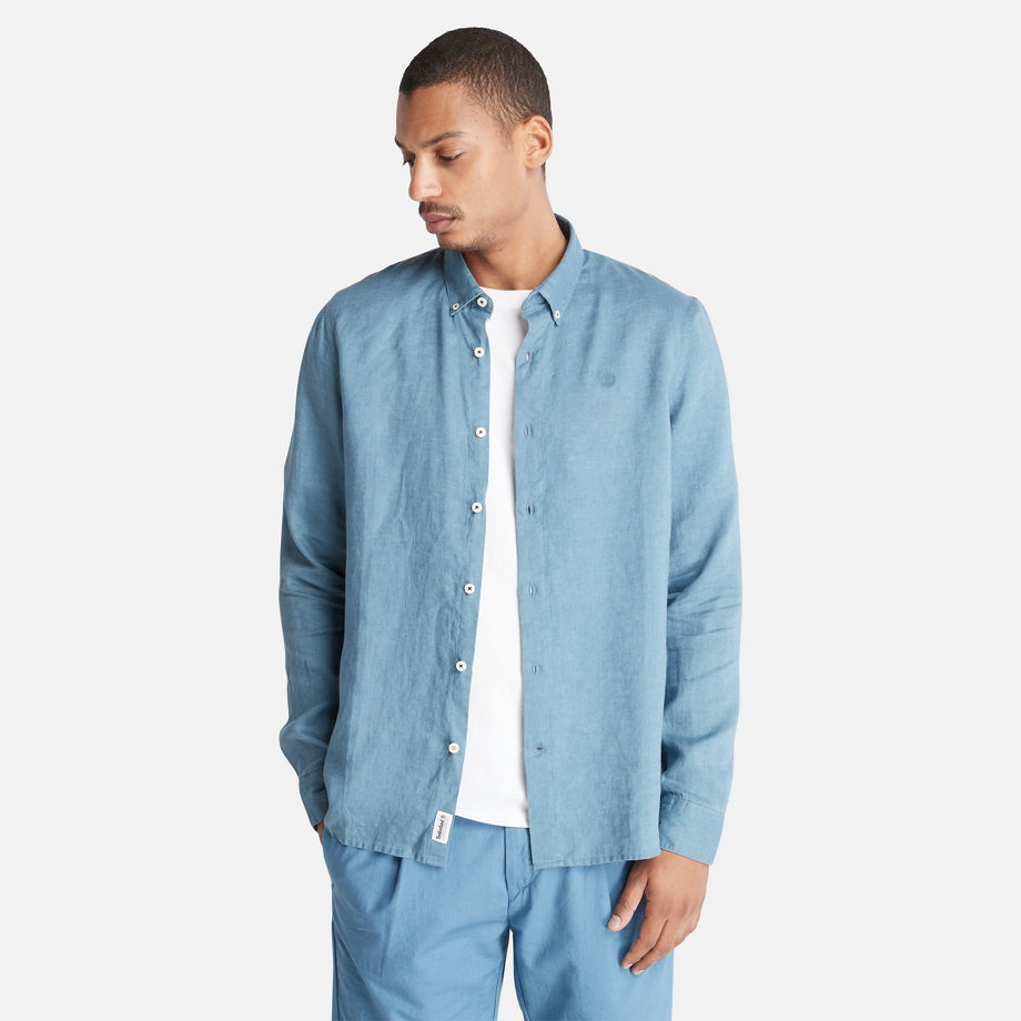 Timberland Mill River Slim-fit Linen Shirt For Men In Blue Blue