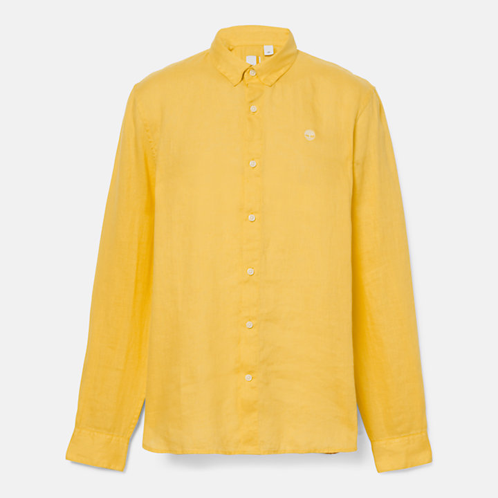 Camisa de lino Mill Brook para hombre en amarillo-