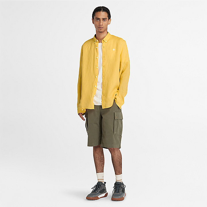 Camisa de lino Mill Brook para hombre en amarillo