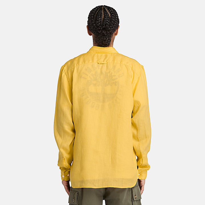 Camisa em Linho Mill Brook para Homem em amarelo