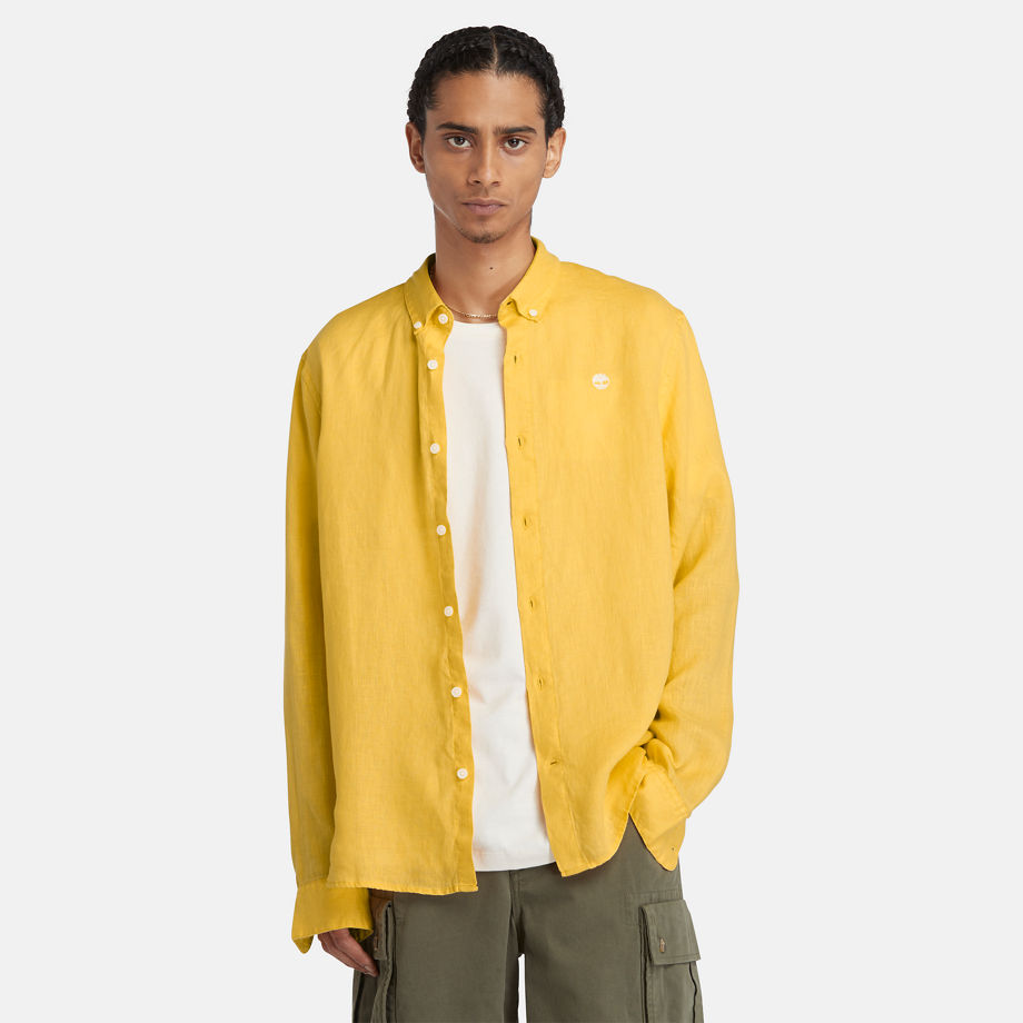 Timberland Mill Brook Linen Shirt For Men In Yellow Yellow, Size S