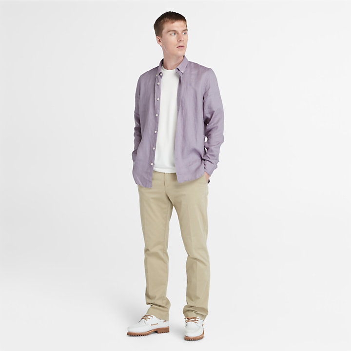 Mill Brook Linen Shirt for Men in Purple-