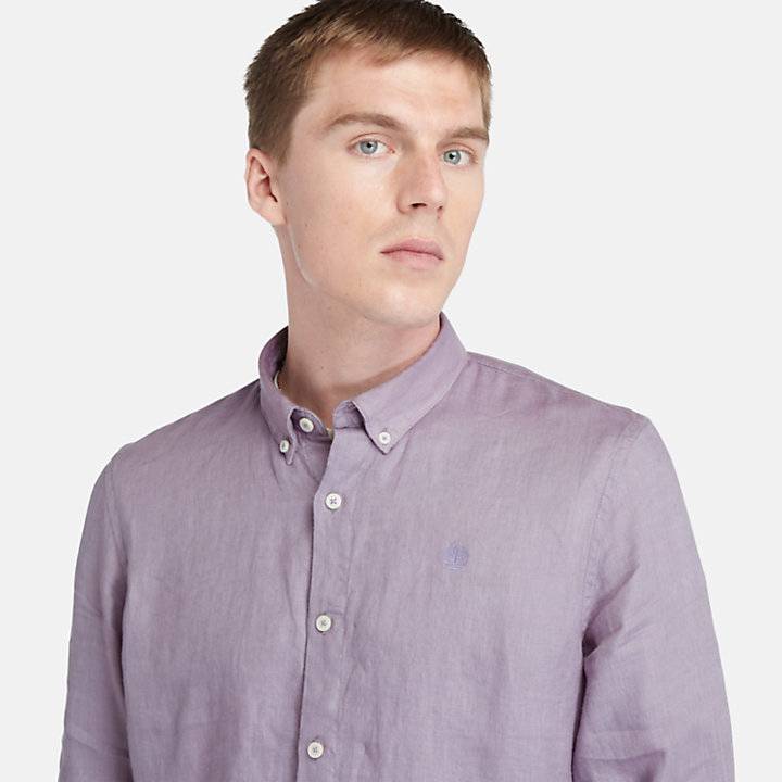 Mill Brook Linen Shirt for Men in Purple-