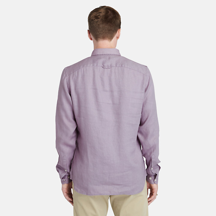 Camisa de lino Mill Brook para hombre en morado-