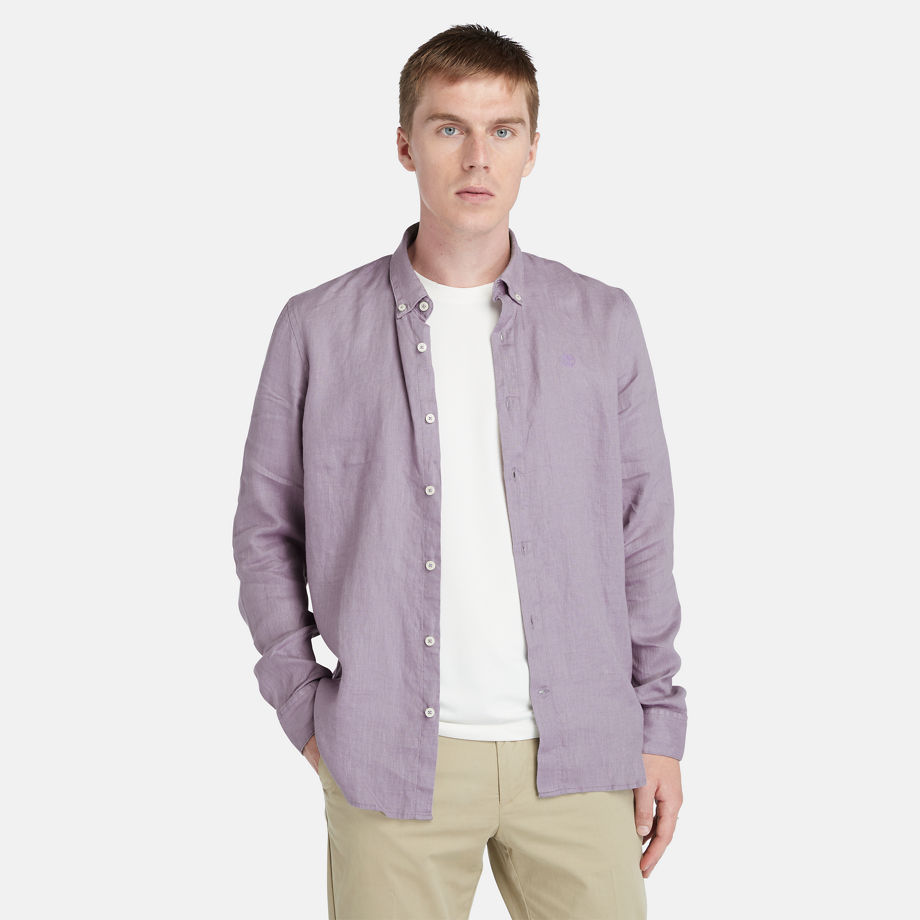 Timberland Mill Brook Linen Shirt For Men In Purple Purple, Size 3XL