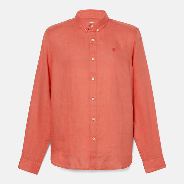 Camisa de lino Mill Brook para hombre en naranja-