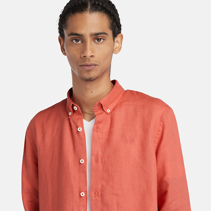 Mill Brook Linen Shirt for Men in Orange-