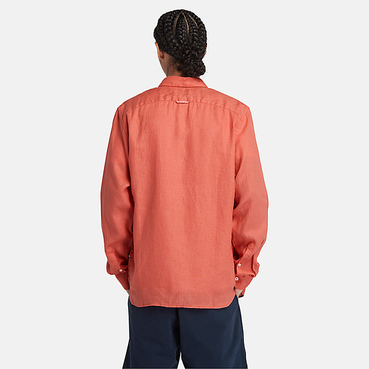 Camisa de lino Mill Brook para hombre en naranja