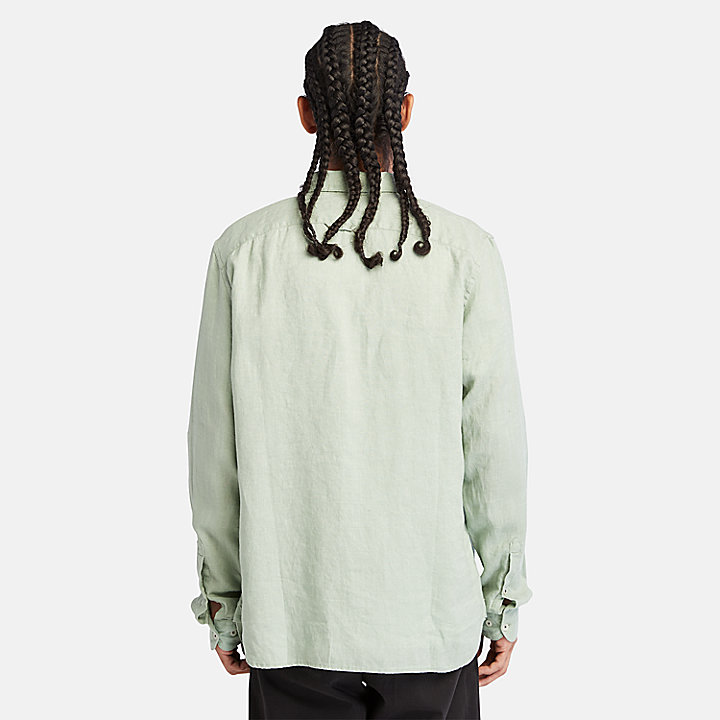 Mill River Slim-Fit Linen Shirt for Men in Light Green