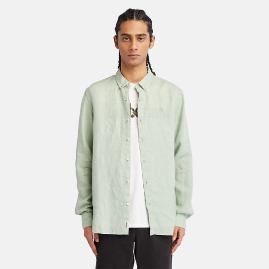 Mill River Slim-Fit Linen Shirt for Men in Light Green | Timberland