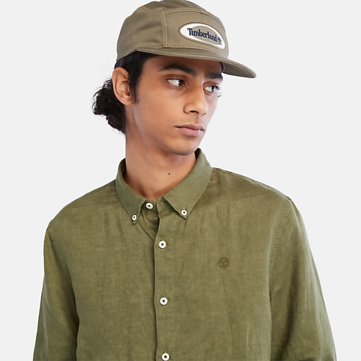 Camicia Slim Fit in Lino Mill River da Uomo in verde-