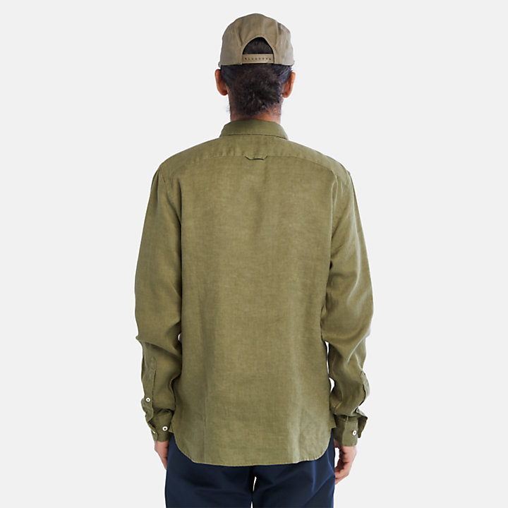 Mill River Slim-Fit Linen Shirt for Men in Green-
