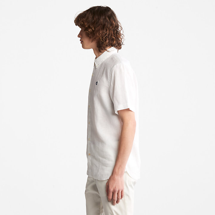 Chemise à manches courtes en lin Mill River pour homme en blanc-
