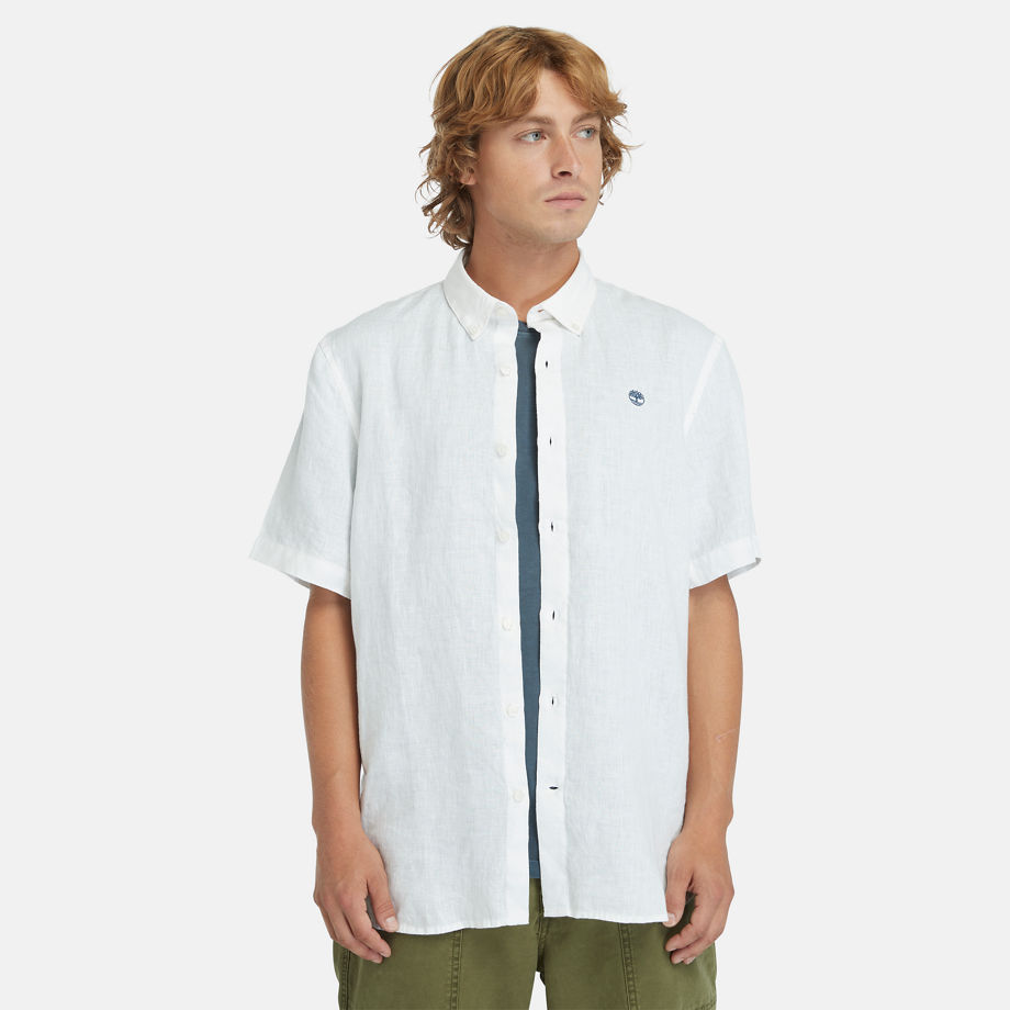 Timberland Mill Brook Linen Shirt For Men In White White, Size XXL