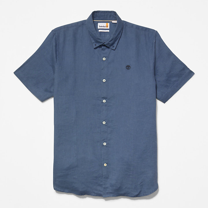 Camisa de Lino Mill Brook para hombre en azul-
