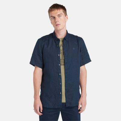 Timberland - Camisa de Lino Mill Brook para hombre en azul marino