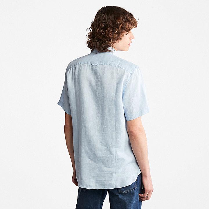 Camisa de Lino Mill River para hombre en azul claro