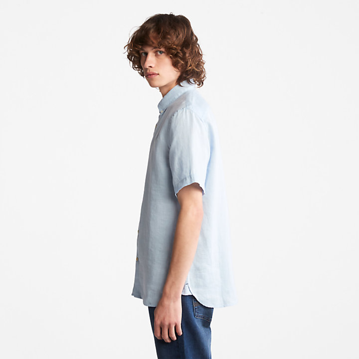Mill River Linen Shirt for Men in Light Blue-
