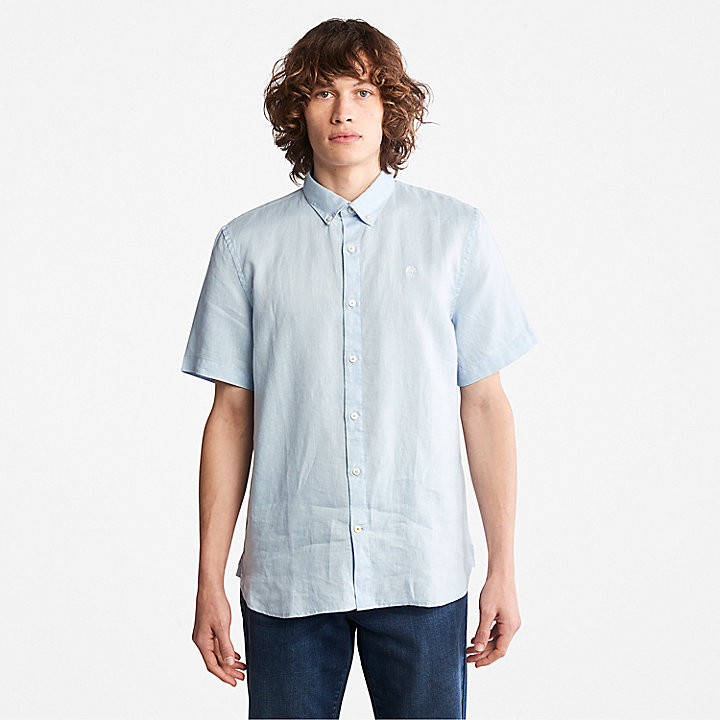 Mill River Linen Shirt for Men in Light Blue