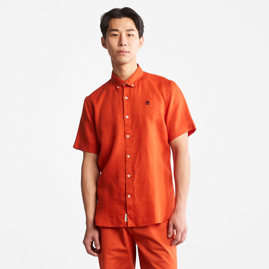 Timberland Mill River Short-sleeve Shirt For Men In Orange Orange, Size L