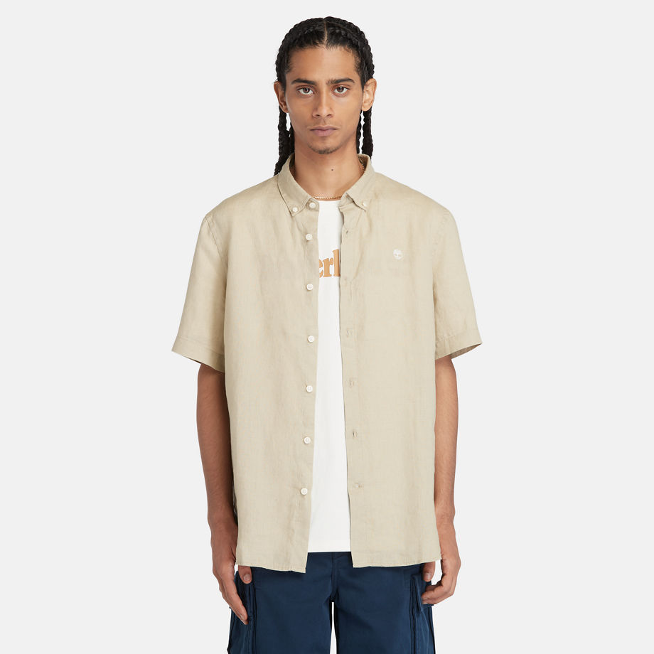 Timberland Mill Brook Linen Shirt For Men In Beige Beige, Size XXL