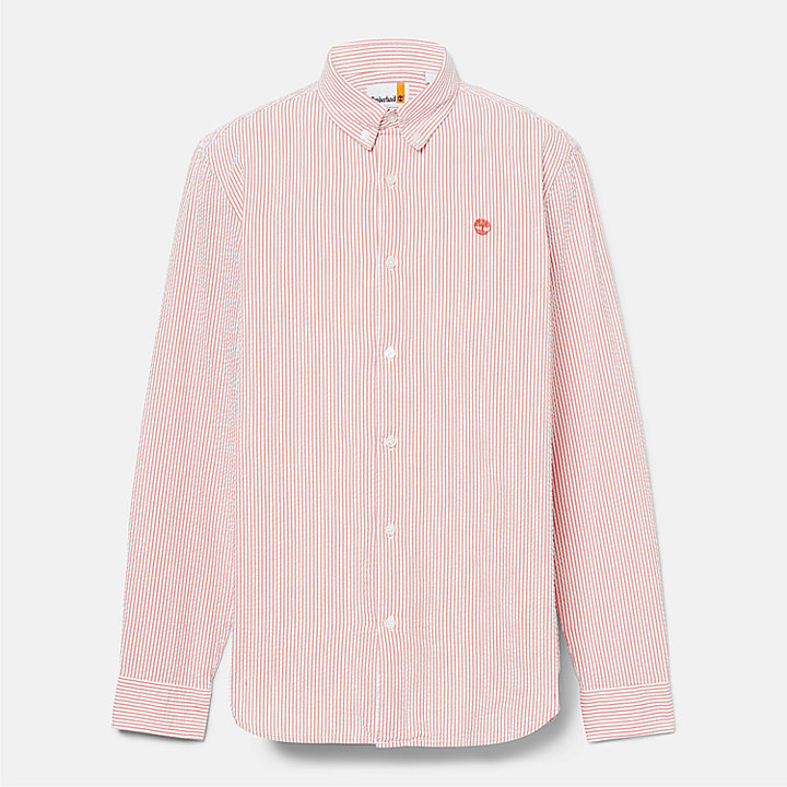 Gestreiftes Seersucker-Hemd für Herren in Pink